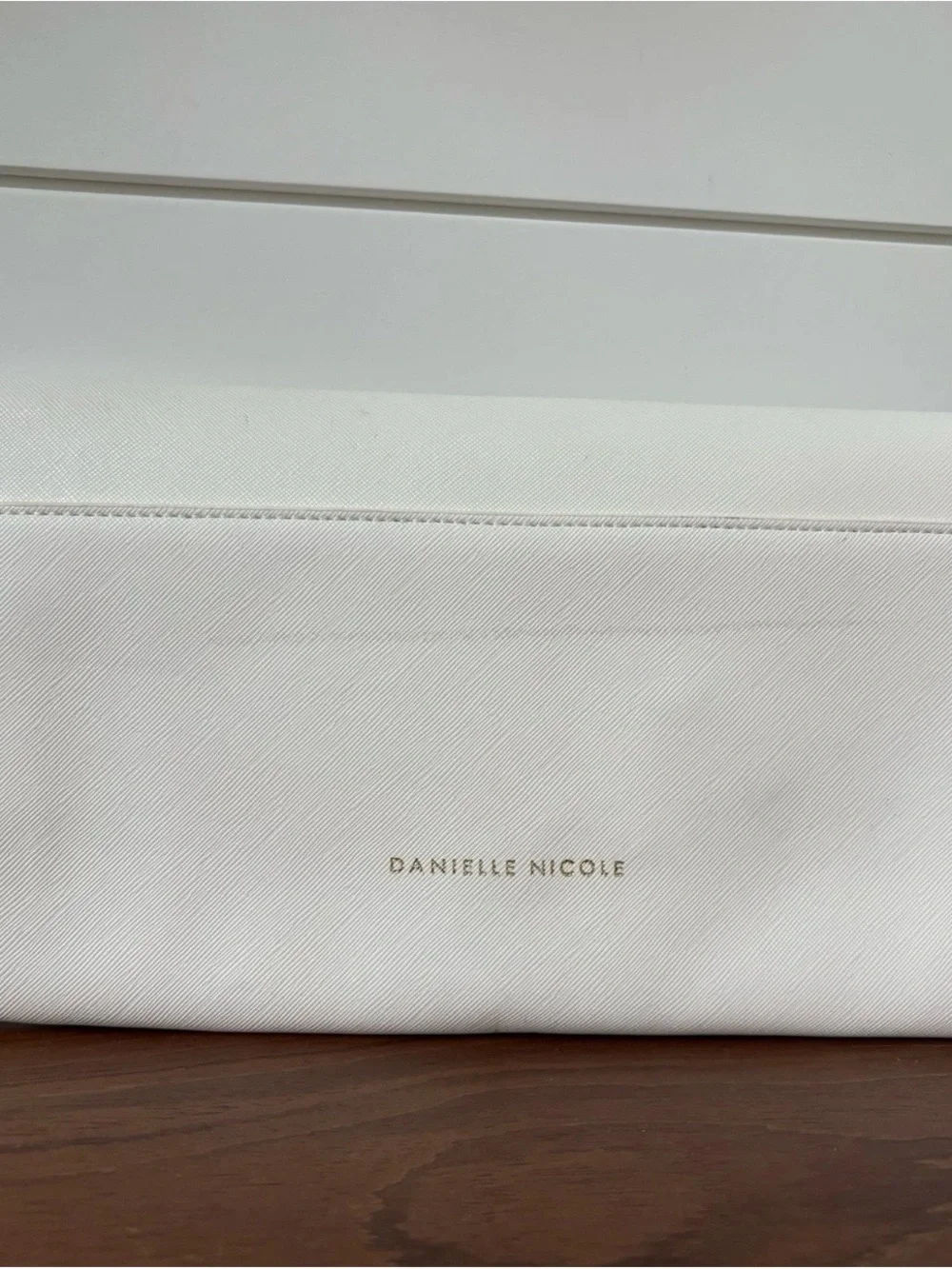 Danielle Nicole White Clutch Purse Geometric Gold Pattern Wedding Evening Party